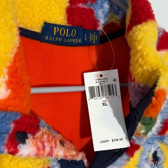 Ralph Lauren Floral Print Pile Pullover Colorful Sherpa Size Large - Picture 4 of 6
